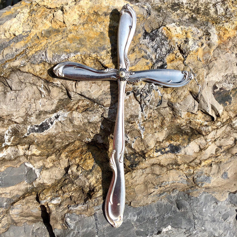 Large Cross, Celebration 1959, Silverplate & Spoon hand made jewelry silver