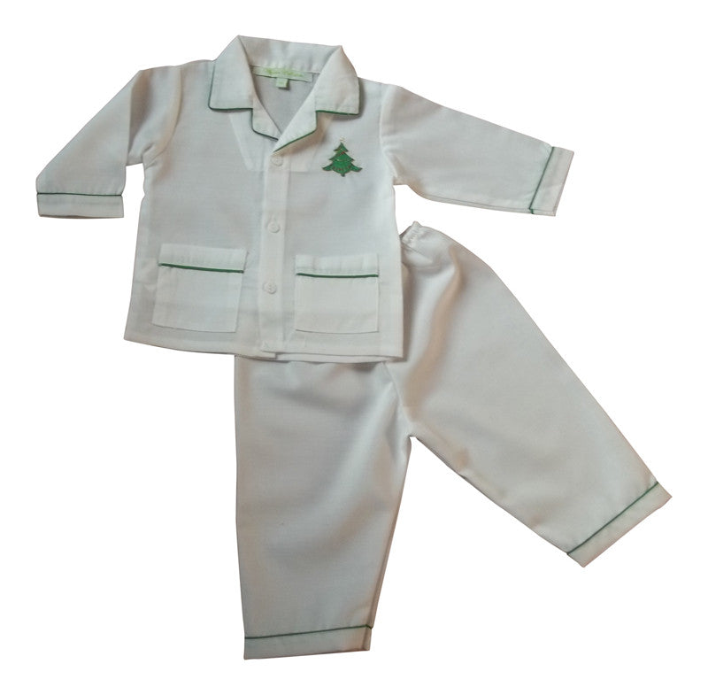 Sweet Dreams Christmas Tree Embroidered Boys 2 Piece Pajamas