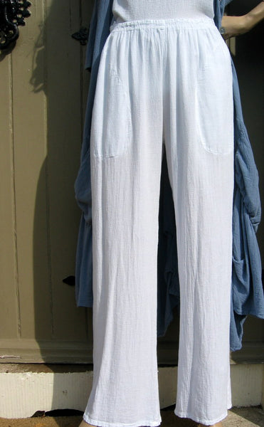 white crepe pants