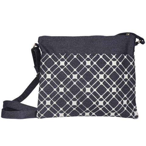 Geo Print Small Crossbody Bag | Navy/Off White