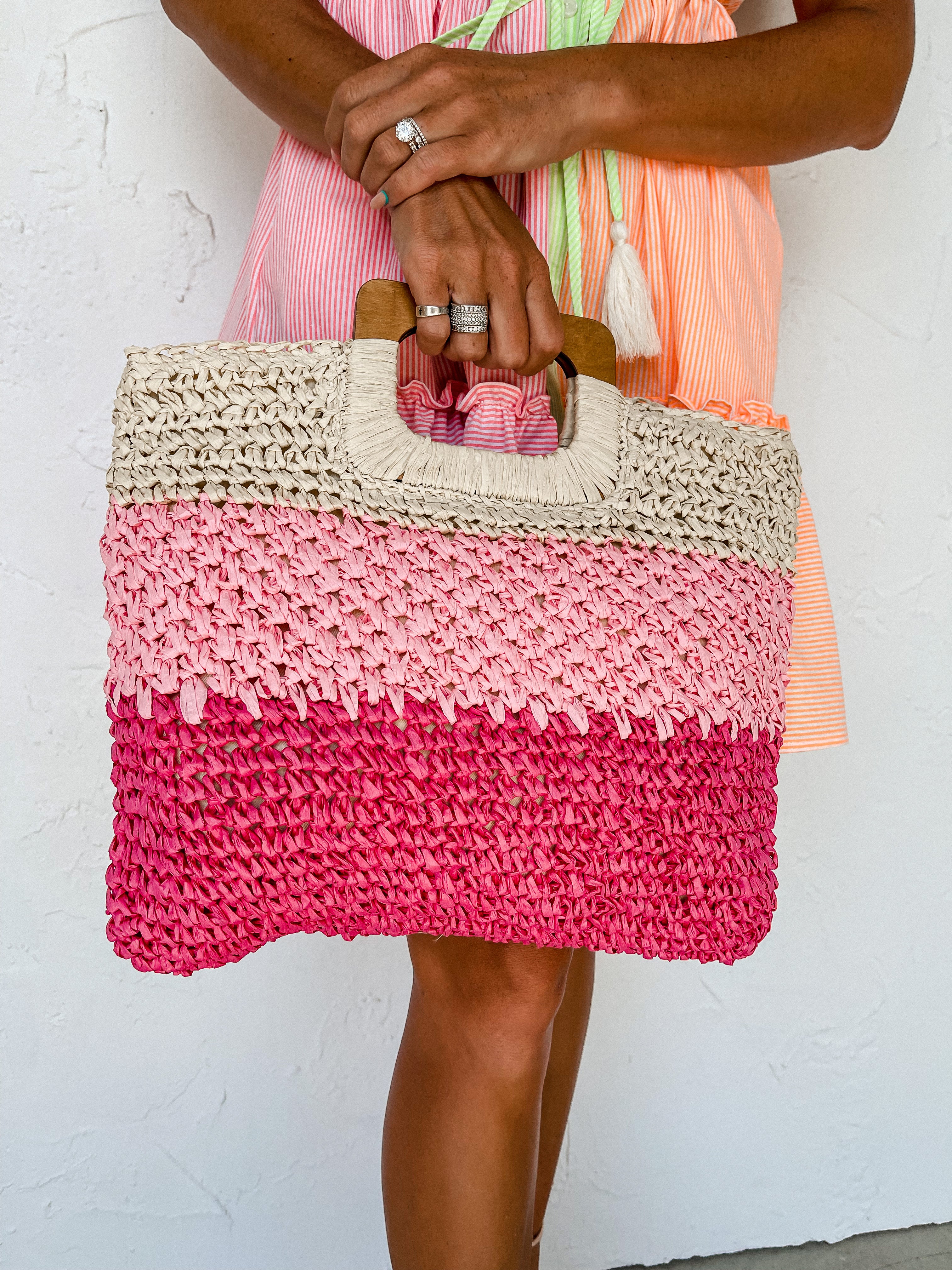 Day Date Triple Tone Raffia Tote Bag