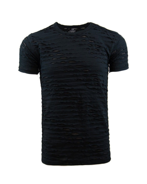 Bleeker & Mercer Distressed Crew Neck T- Shirt - Black