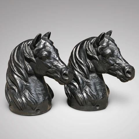 A rare pair of cast iron horse tethers c. 1850