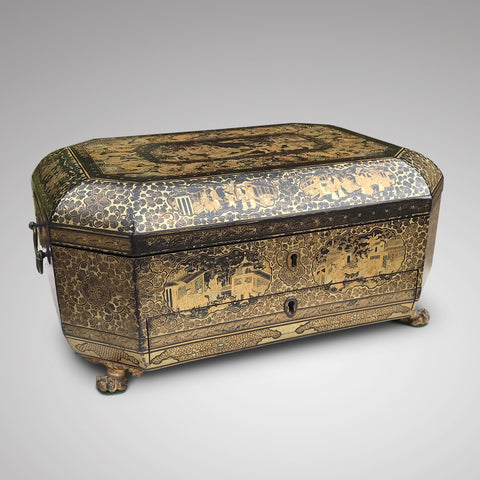 19th Century Chinoiserie Lacquered Sewing Chest