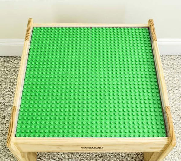 DUPLO TABLE Compatible-SOLID WOOD FRAME W/ STORAGE NET = 4 COLORS = MADE USA! 