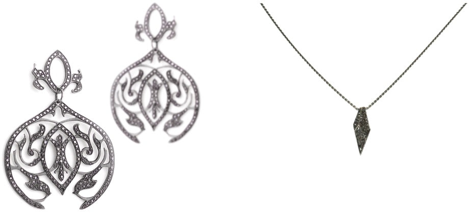 Arabesque Dangle Earrings and Vertical Shard Necklace