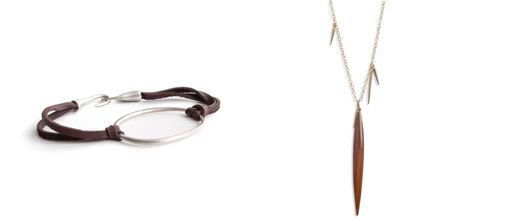 O ID Bracelet and Oval Wood Totem Pendant from Marion Cage