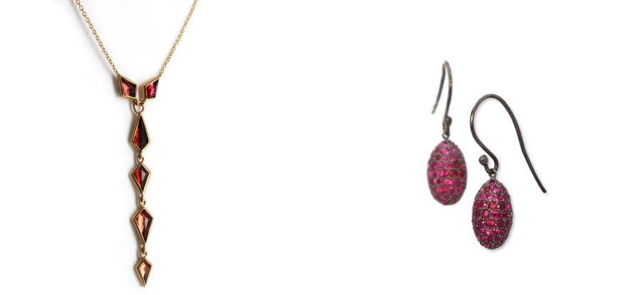Spinel Cascade Necklace and Egg Drop Earrings