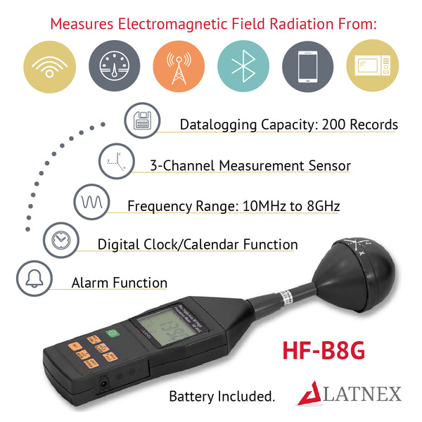 Latnex® Hf B8g Professional High Frequency And Rf Meter – Emr Shielding