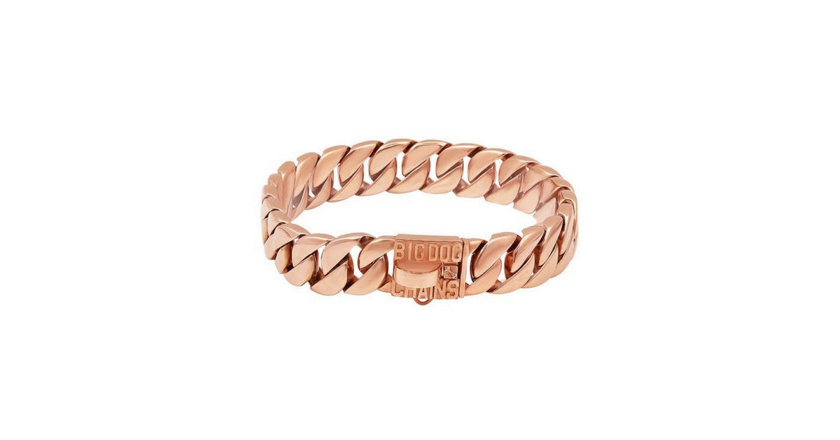 KILO Rose Gold Cuban Link Dog Collar for Large and Strong Dogs - BIG DOG CHAINS