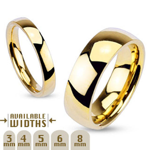 4mm Glossy Mirror Polished Gold IP Traditional Wedding Band Ring 316L Stainless Steel - Zhannel