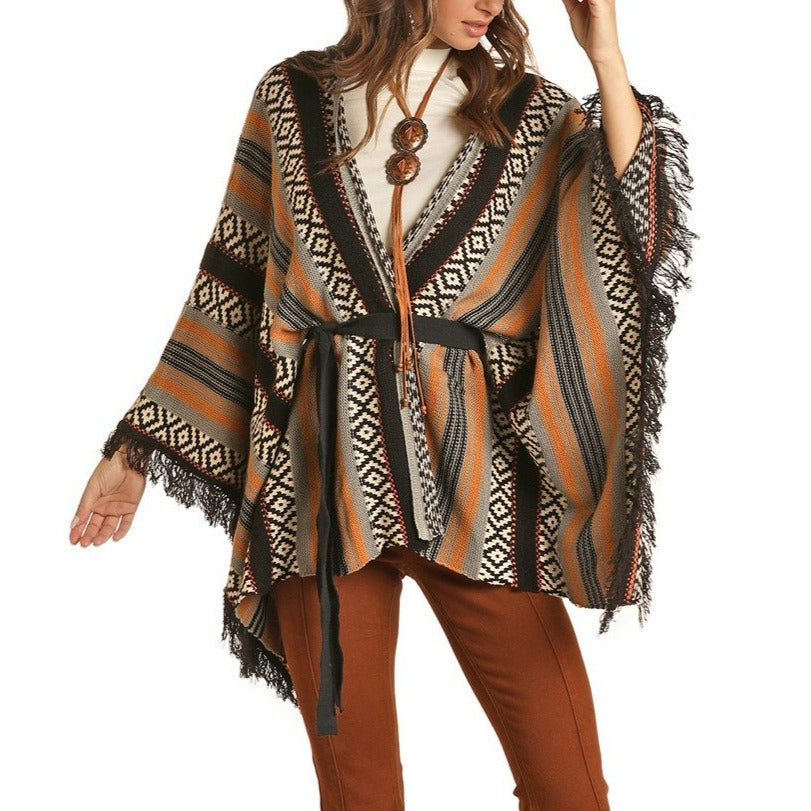 Brengen wetgeving Prooi Rock & Roll Cowgirl Ladies Knitted Striped Poncho Shirt 46-1162-42 – Wild  West Boot Store