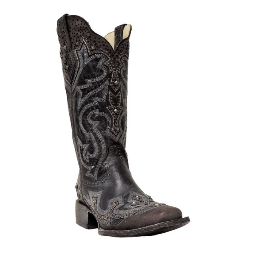 corral ladies distressed black boots