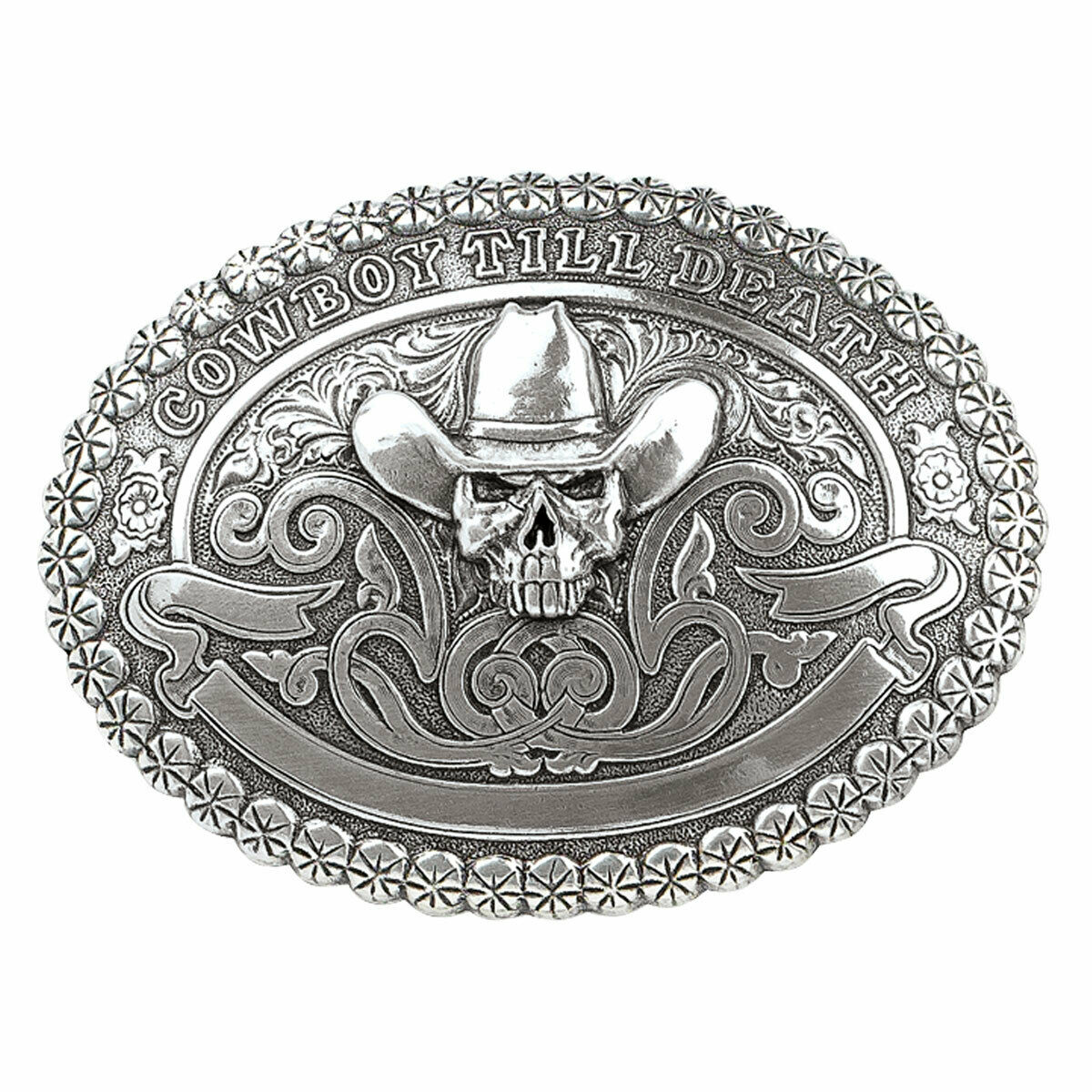 Nocona Mens Skull With Cowboy Hat Belt Buckle 38016 – Wild