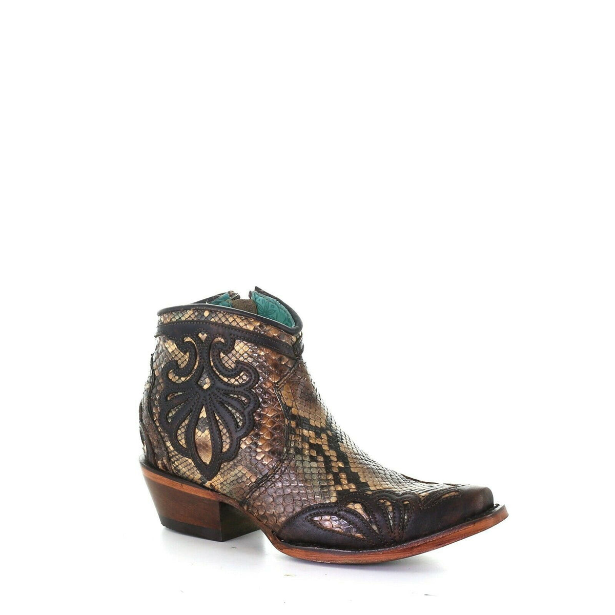 aqua snakeskin boots