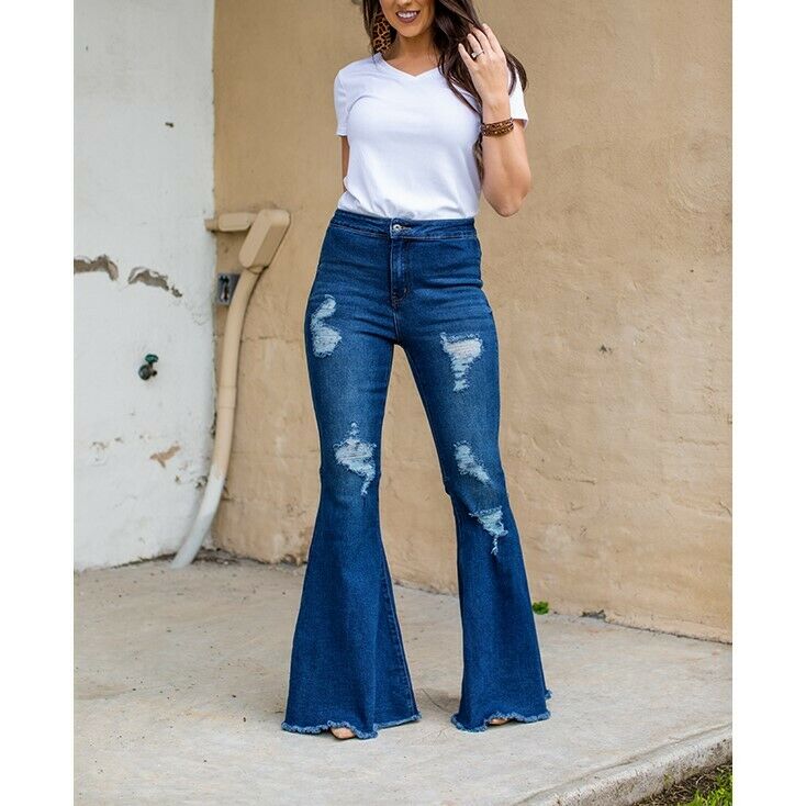 distressed bell bottom jeans