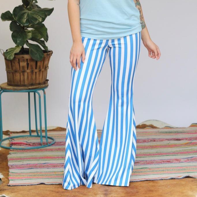 blue striped bell bottoms