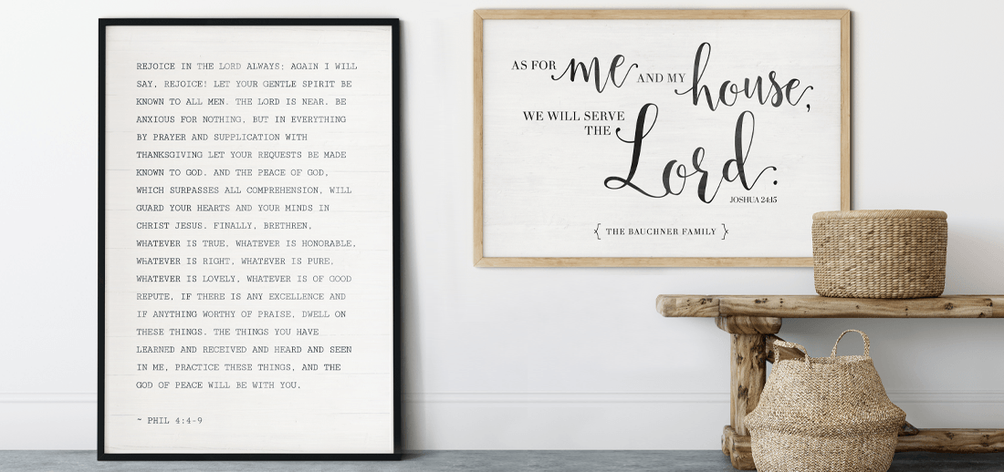 favorite passage from the Bible and scripture turned into custom wall art for your farmhouse decor