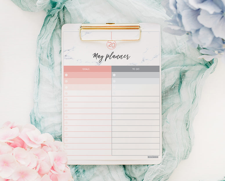 marble and blush 2020 printable planner page