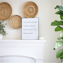 Custom book quote print on a beautifully designed boho mantle