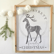 Family Christmas personalized print in a farmhouse home styled for Christmas