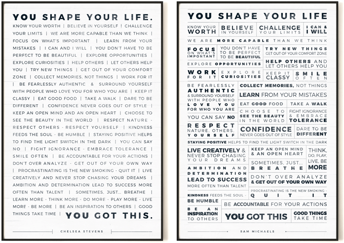 Manifesto Personalized Prints in a modern gallery