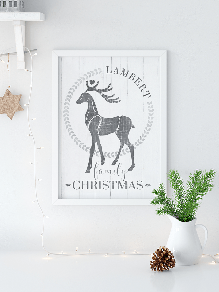 Family Christmas Personalized Print in a farmhouse home