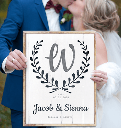 Forever & Always Personalized Print in wedding day photoshoot