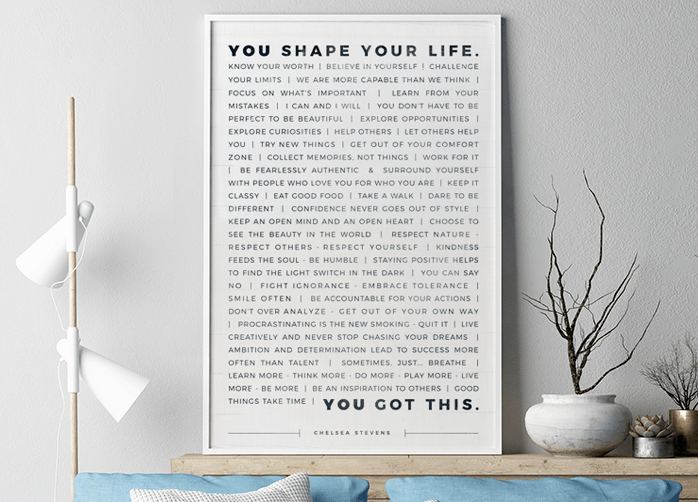 Manifesto Personalized Print in a modern apartment