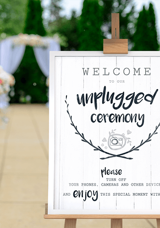 Unplugged Ceremony print at an outdoor wedding 