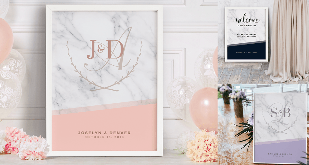 Blush and Marble wedding personalized prints *NEW for 2018* in the Weddings Collection