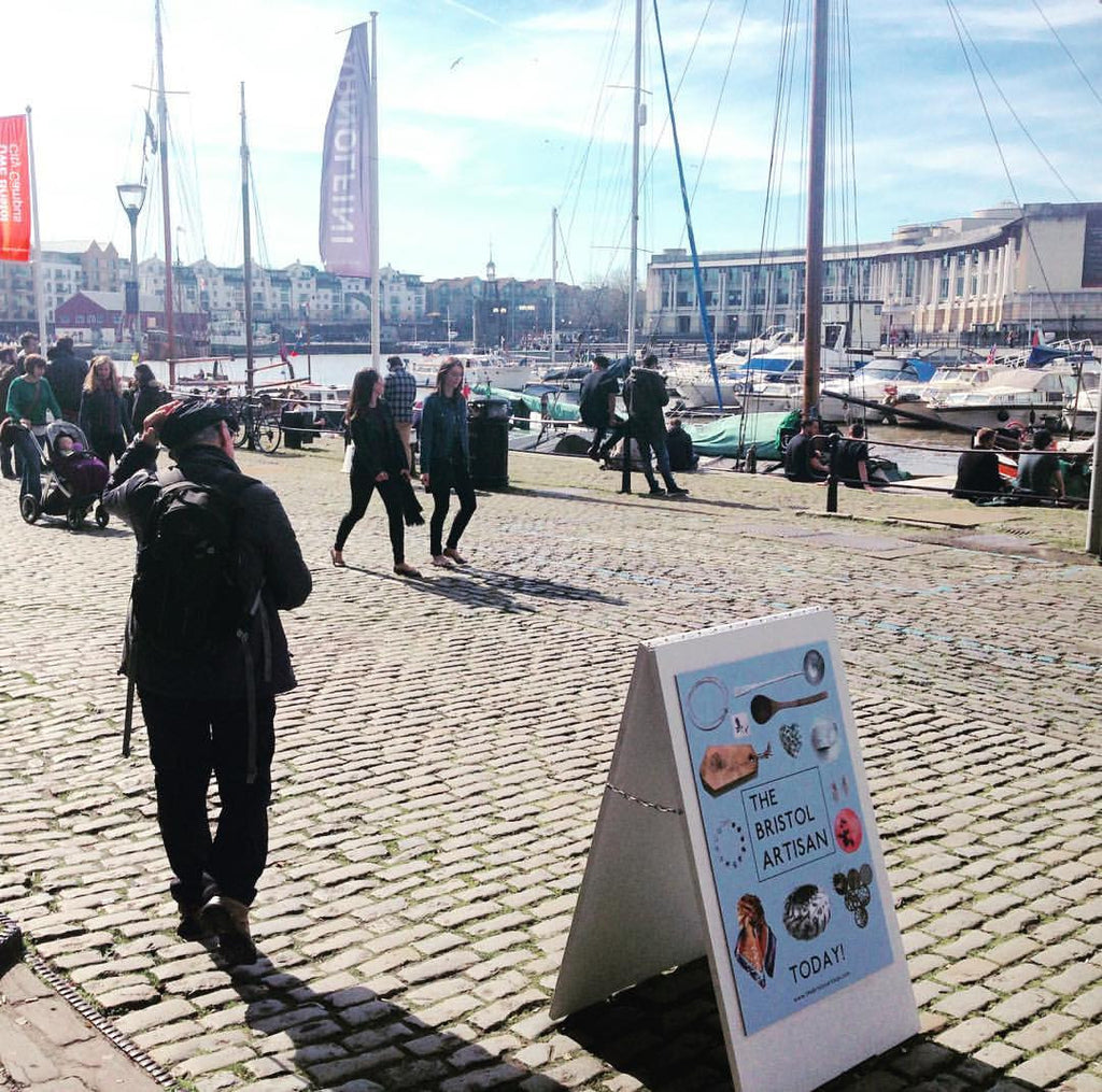 Outside the Arnolfini stands a Bristol Artisan sign