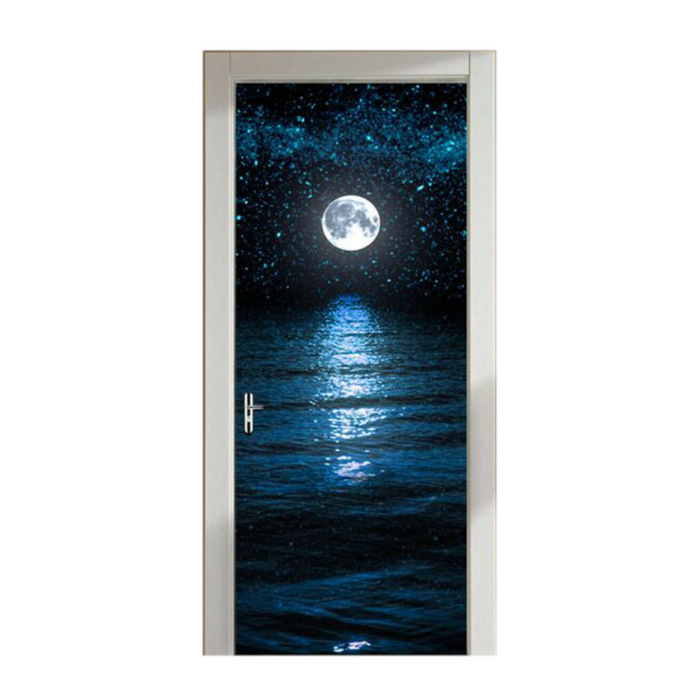 New 3D DIY PVC Waterproof  Door Wall Sticker Moon and Stars qd024