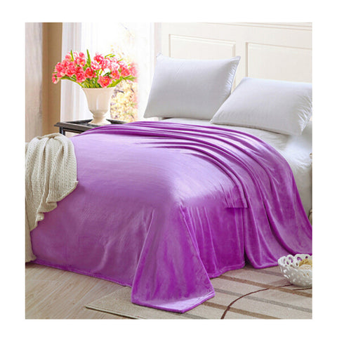 Plush Soft Queen Soild Color Micro fleece Bed Throw Blanket Purple - Mega Save Wholesale & Retail