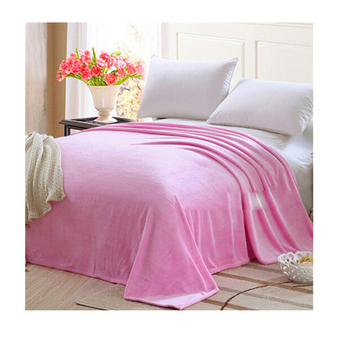 Plush Soft Queen Soild Color Micro fleece Bed Throw Blanket Pink - Mega Save Wholesale & Retail