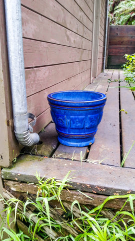 Blue Pot On A Deck