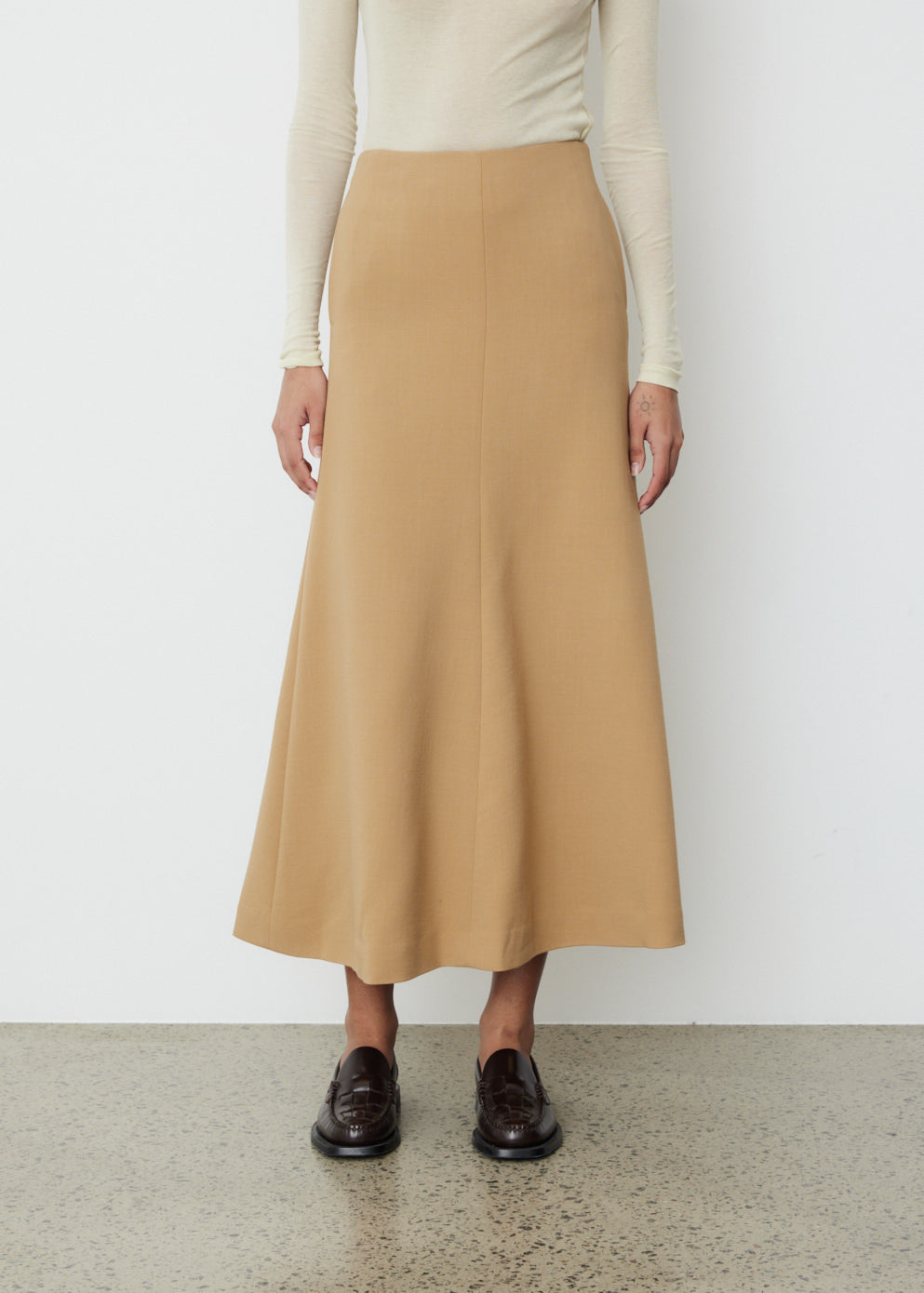 Tense Wool Double Cloth Flair Skirt