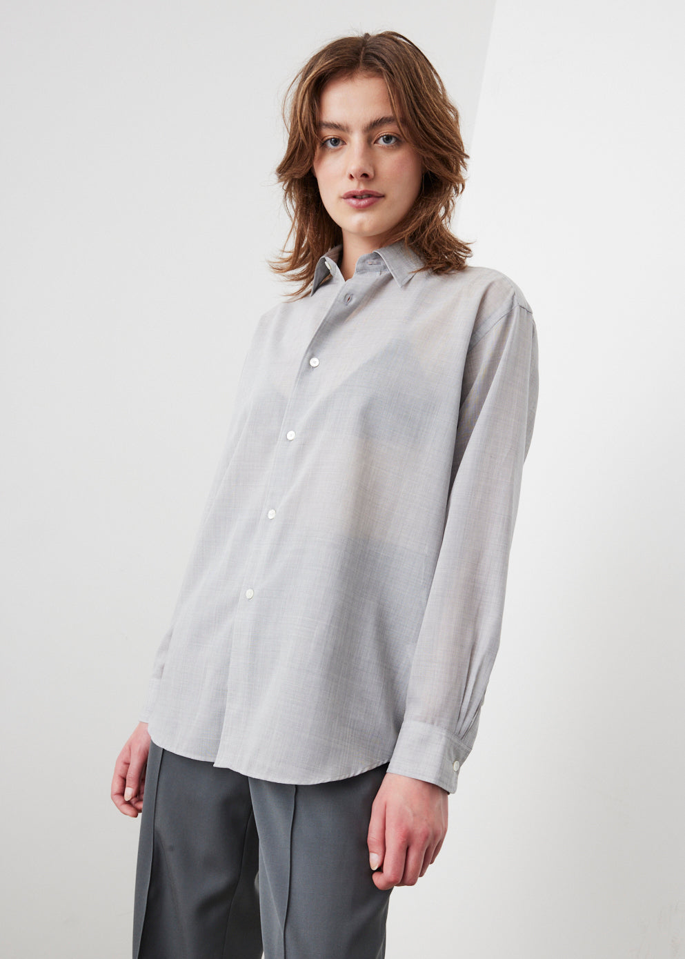 AURALEE SHEER WOOL SILK SHIRTS ウール シルク-