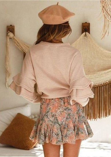 Women’s Sweaters | Palba Ruffle Long Sleeve Sweater (Beige) By: vatlieuinphun
