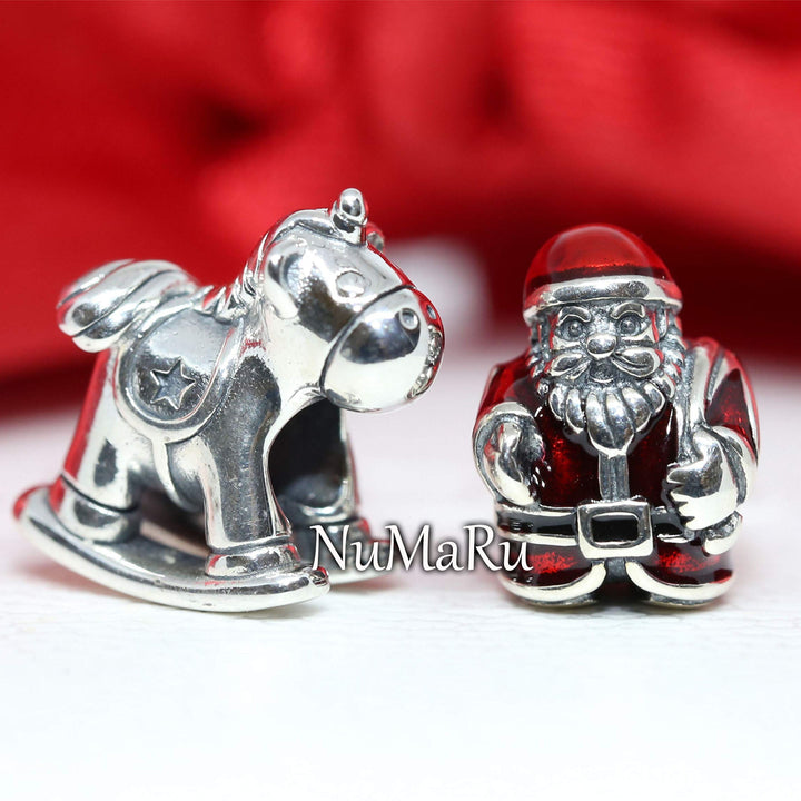 St. Nick Santa And Bruno the Unicorn Rocking Horse Christmas Gift Set Charm - vatlieuinphun ,jewelry, beads for charm, beads for charm bracelets, charms for bracelet, beaded jewelry, charm jewelry, charm beads