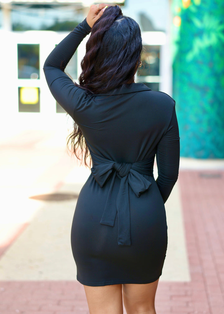 Peron Long Sleeve Mini Dress | Black - vatlieuinphun