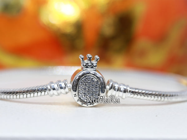 Crown O Clasp Snake Chain Bracelet 598286CZ - vatlieuinphun, jewelry, beads for charm, beads for charm bracelets, charms for bracelet, beaded jewelry, charm jewelry, charm beads,