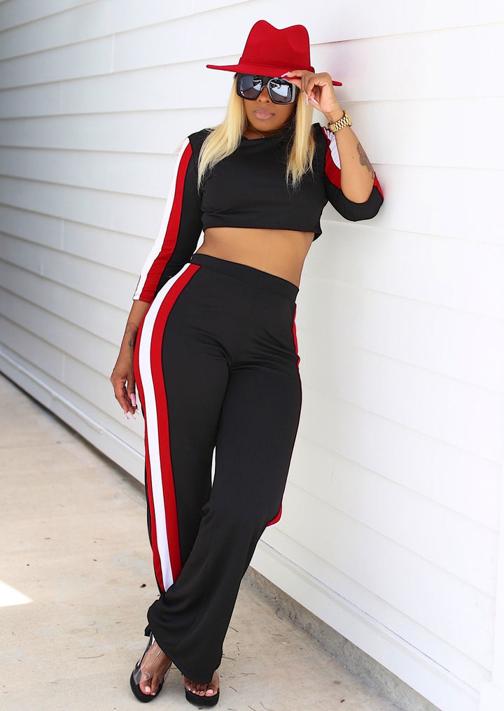 Women’s Two Piece Set | Ember Two Piece Set With Stripes (Black) By: vatlieuinphun