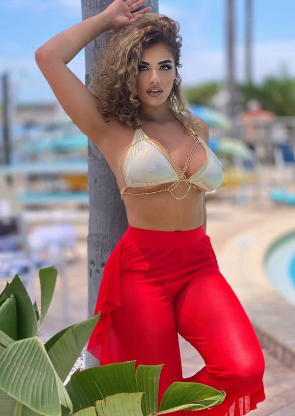 Women's Cover Ups | Mia See Through Cover Up Mesh Pants (Red) By: vatlieuinphun