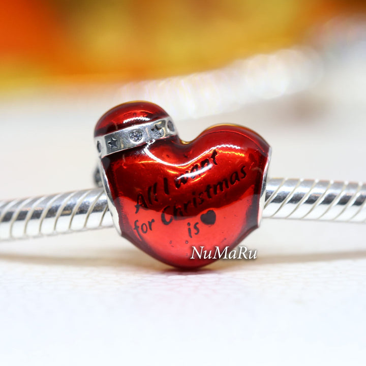 Metallic Red Christmas Heart Charm 792336C01 - vatlieuinphun