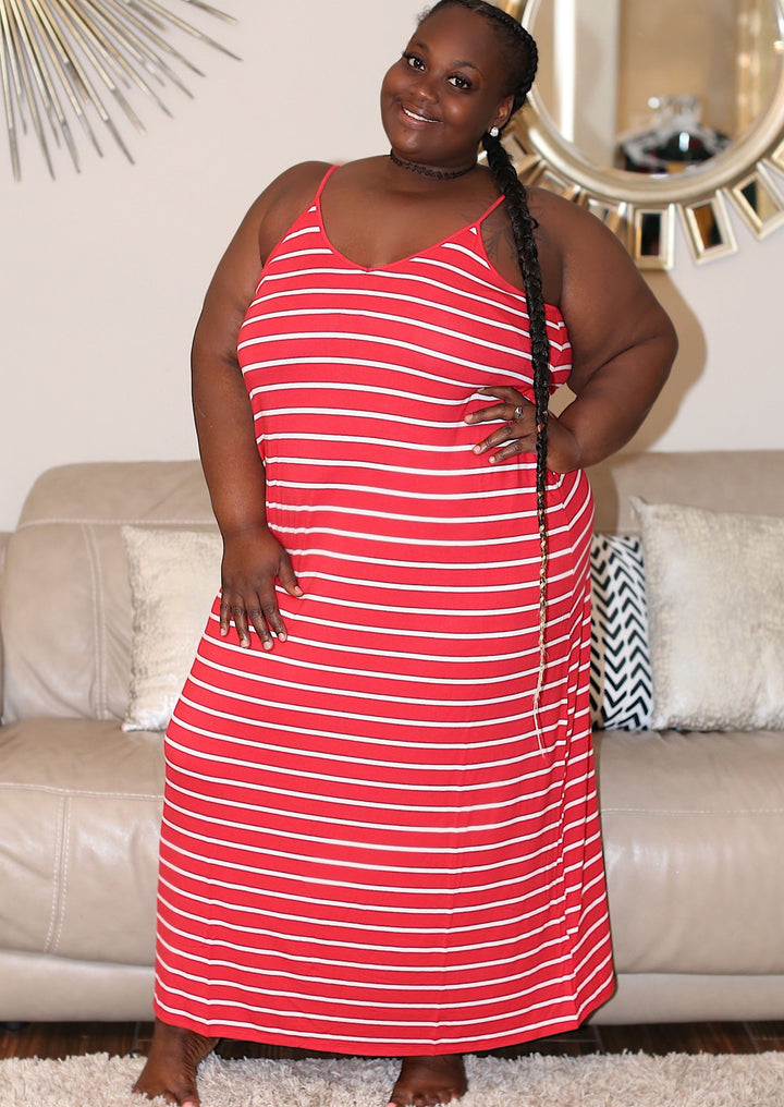 Long Maxi Dresses | Yvonne Striped Long Maxi Dress with Pockets By: vatlieuinphun