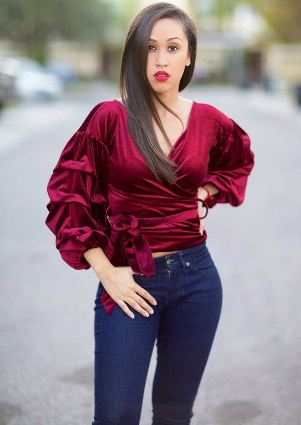 Women’swomen has the latest range of Girls, Boys and Baby Clothes, Toys and more. Shop online for free shipping on all orders over $49.,Your favorite kids brands and independent boutiques, all in one magical place. | Paris Velvet Bubble Sleeve Off Shoulder Top (Burgundy) By: vatlieuinphun