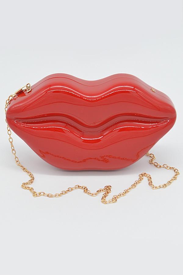 Lips Detachable Hand Bag Clutch With Chain Attachment (Red) - Posh By K