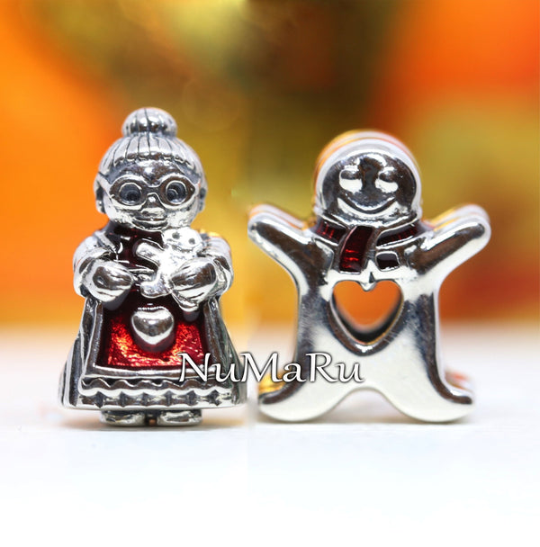 Mrs Santa Claus And Gingerbread Man Christmas Gift Set Charm - vatlieuinphun ,jewelry, beads for charm, beads for charm bracelets, charms for bracelet, beaded jewelry, charm jewelry, charm beads