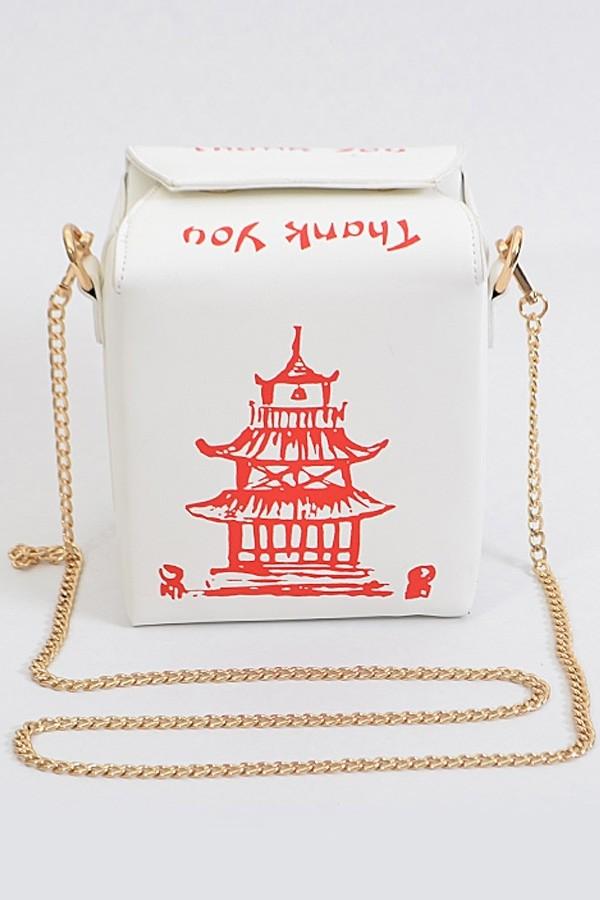 Chinese To Go Box Crossbody Clutch (White) - Posh By K,women has the latest range of Girls, Boys and Baby Clothes, Toys and more. Shop online for free shipping on all orders over $49.,Your favorite kids brands and independent boutiques, all in one magical place., body jewelry, anklets, socks, belts, fashion jewelry, body accessories, trendy accessories, trendy fashion, chain accessories